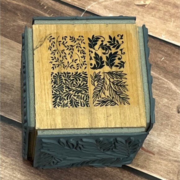 2002 STAMPENDOUS TC51 FOLIATE QUAD CUBE WOOD MOUNTED RUBBER STAMP LEAF PLANT - Picture 1 of 6